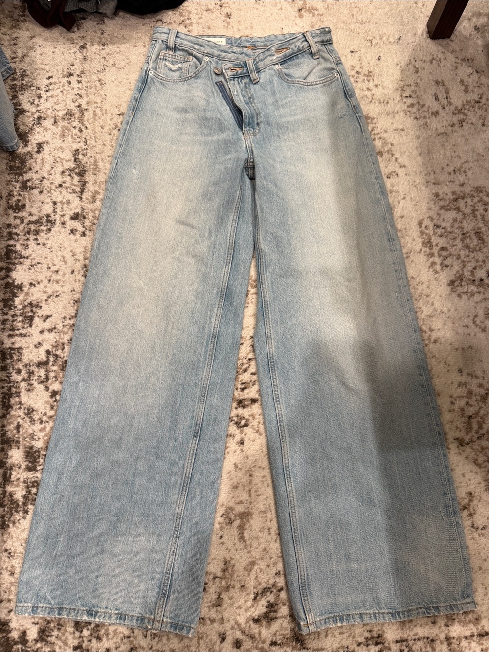 Zara Light Blue Wide-Leg Denim Jeans